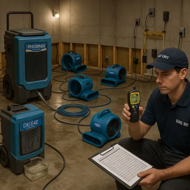 Structural Drying and Dehumidification process in Union City, MI